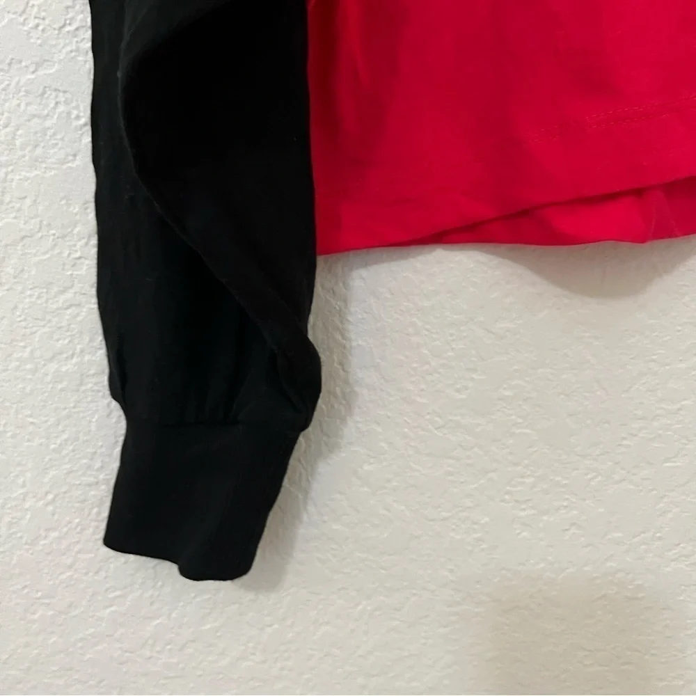 Girls Justice cropped tee color block black and pink/ SZ Small 7/8